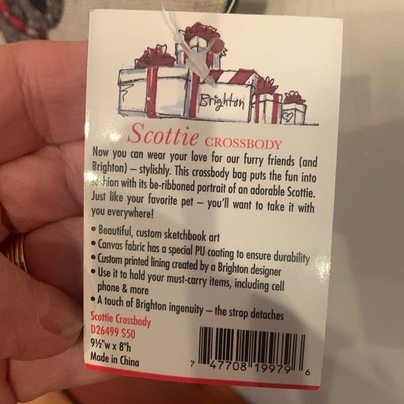 NWT Brighton decorated light tan canvas/black genuine leather strap crossbody - Picture 4 of 9